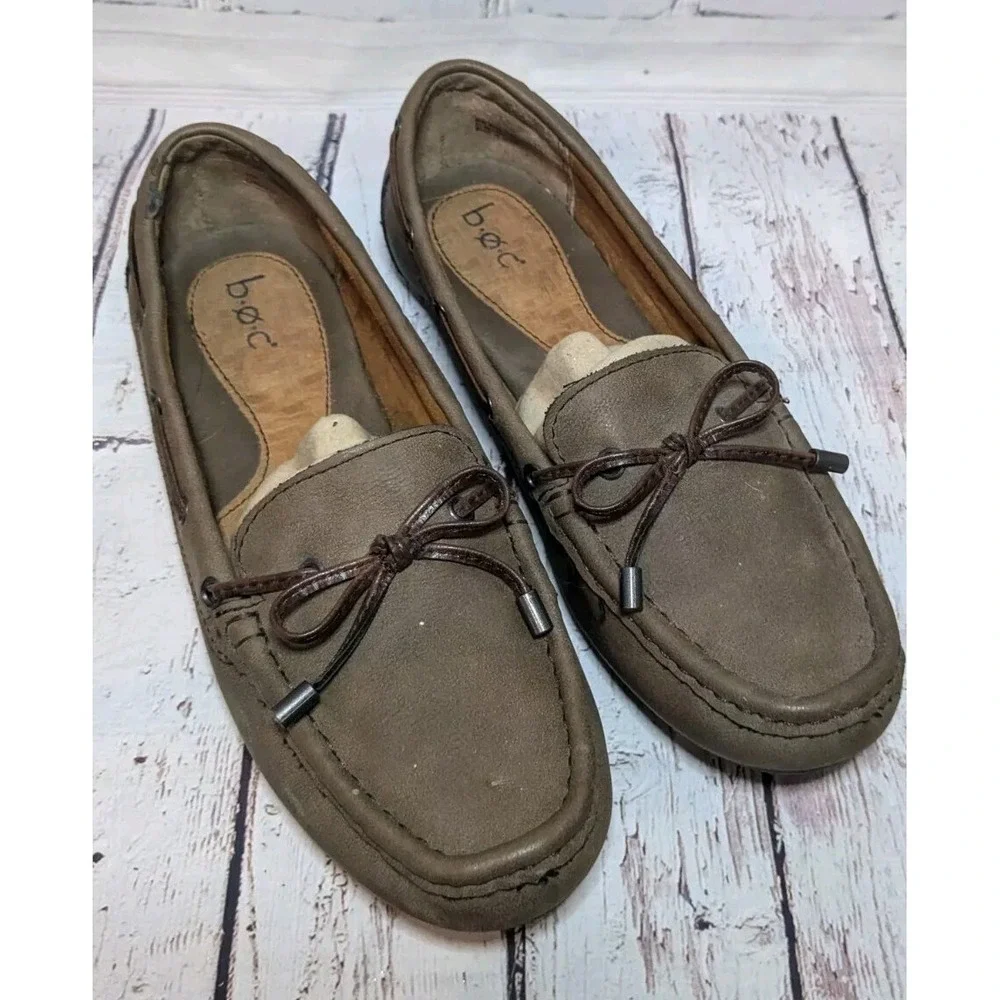 Born of Concept BOC‎ Womens 8  Flats Slip On Brown Leather Tie Boat Shoe